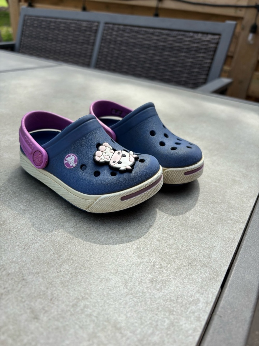 Navy and purple crocs c5/c6